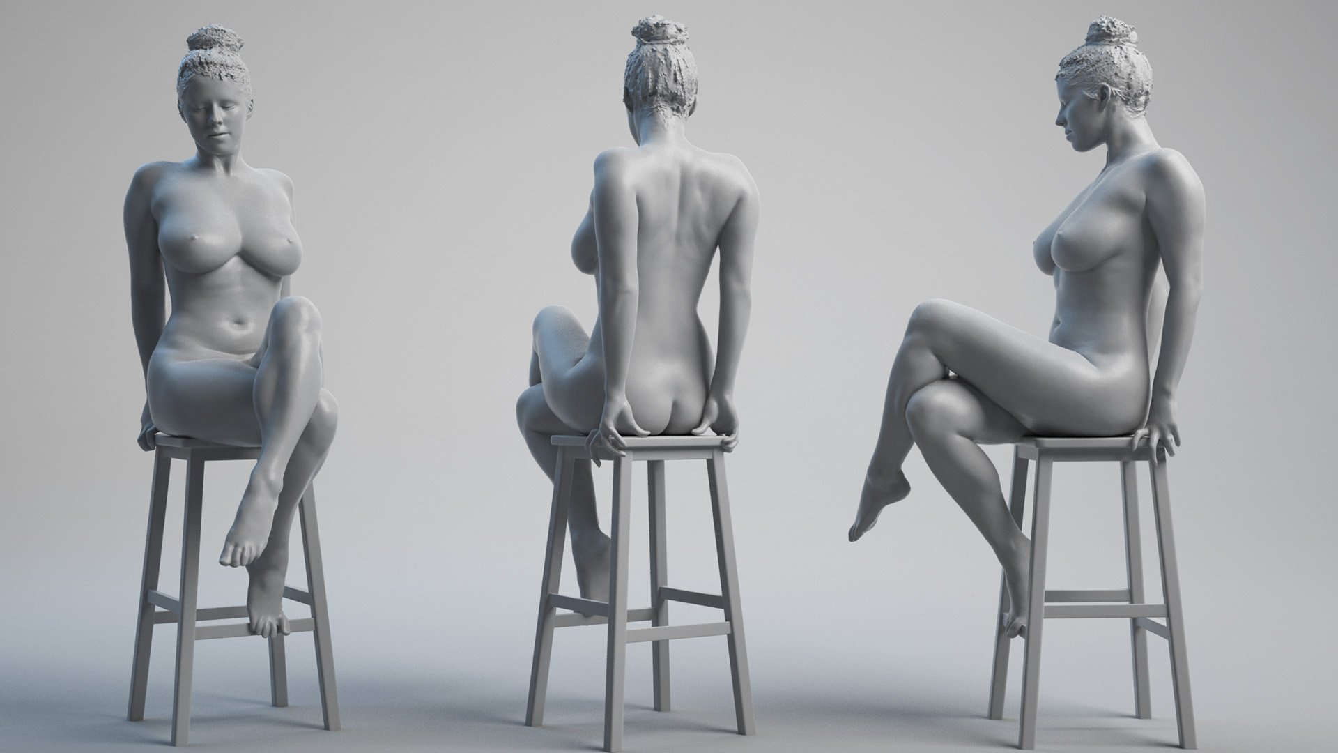 Naked Female 3D Body Chair Seat Pose